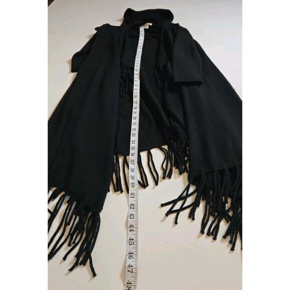Kenar Black Hooded Long Cardigan Fringe Small Long Sleeved Boho Whimsygoth Wool - Picture 4 of 7